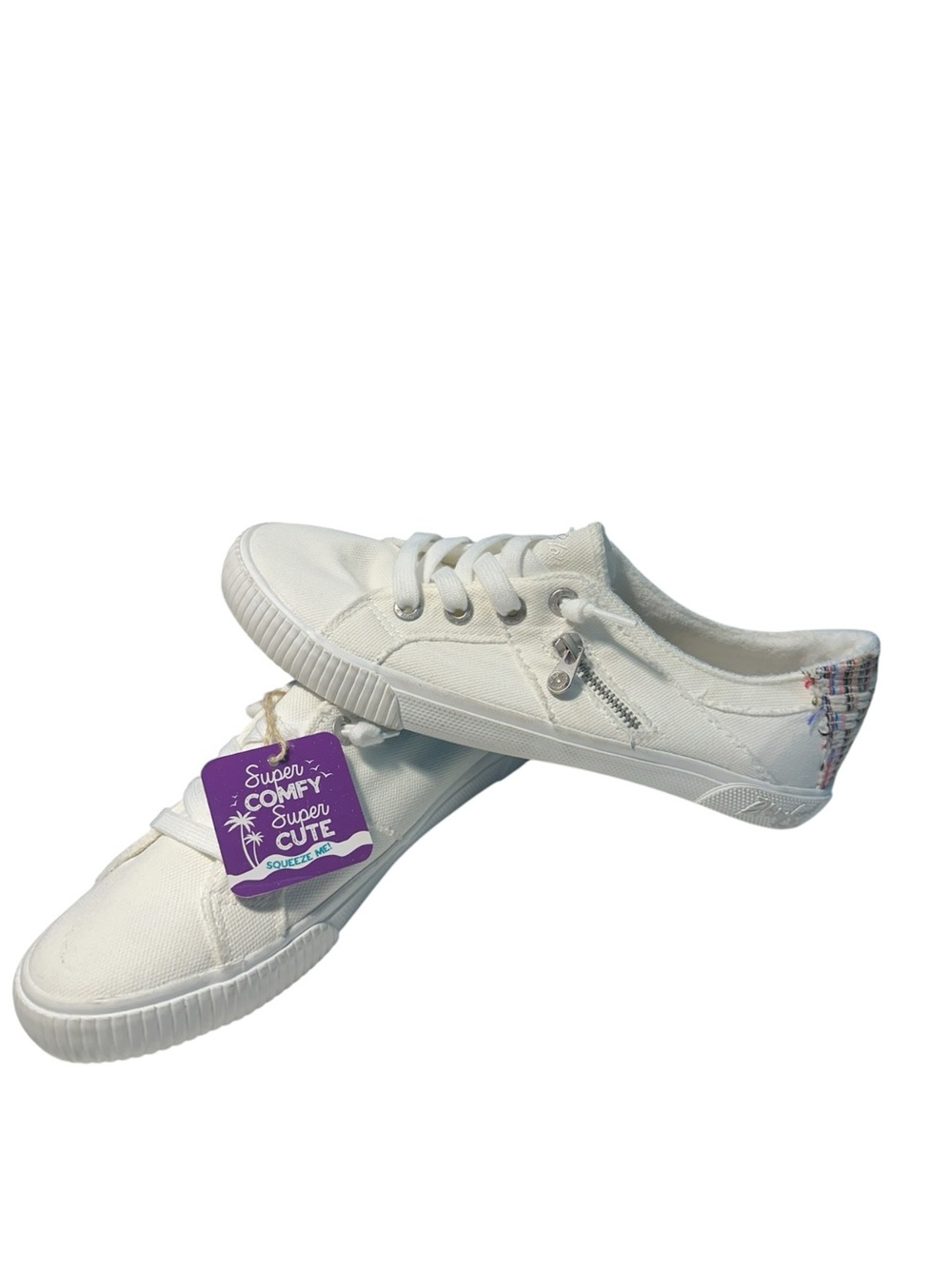 Blowfish Malibu White Canvas Sneakers Size 9 Zip Detail Casual Shoes